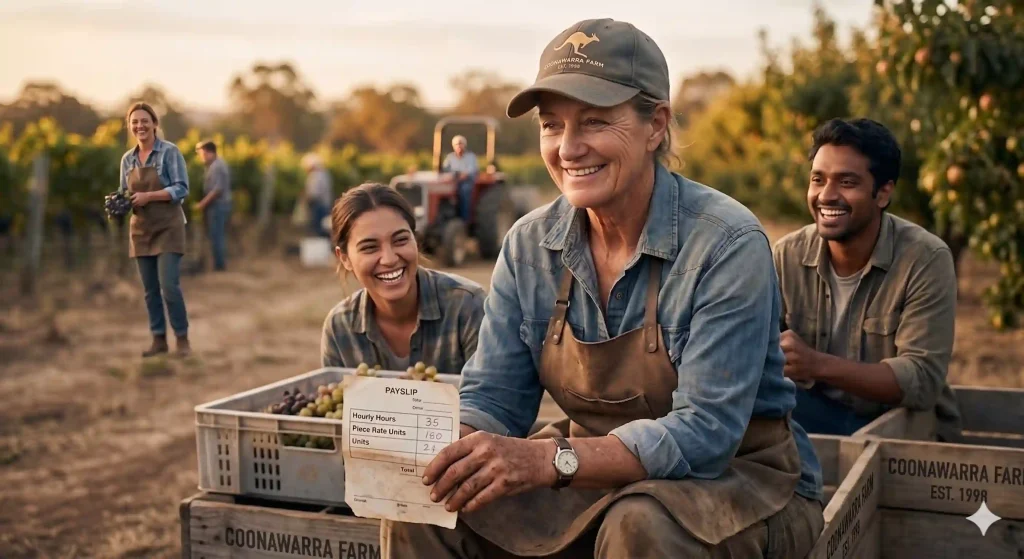 gaji pekerja kebun Australia sistem hourly dan piece rate